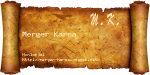 Merger Karsa névjegykártya